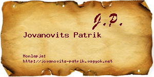 Jovanovits Patrik névjegykártya